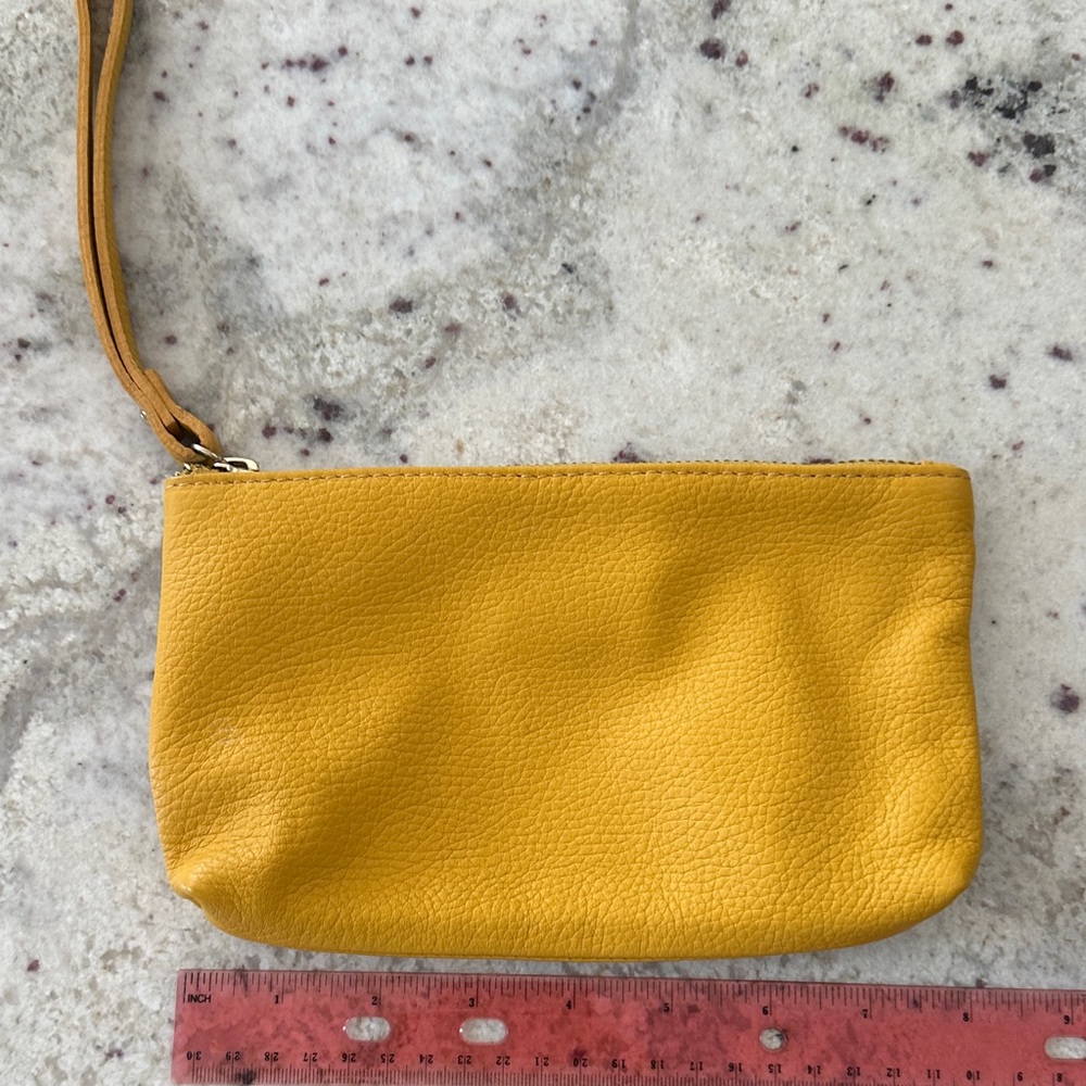 Valentina Yellow Leather Wristlet Clutch